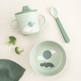 Coffret premier repas ventouse | Happy clouds - vert