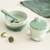 Coffret premier repas ventouse | Happy clouds - vert
