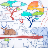 Coloriage réutilisable | Set de table Savane