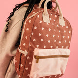 Sac à dos | Coeurs beige fond marron