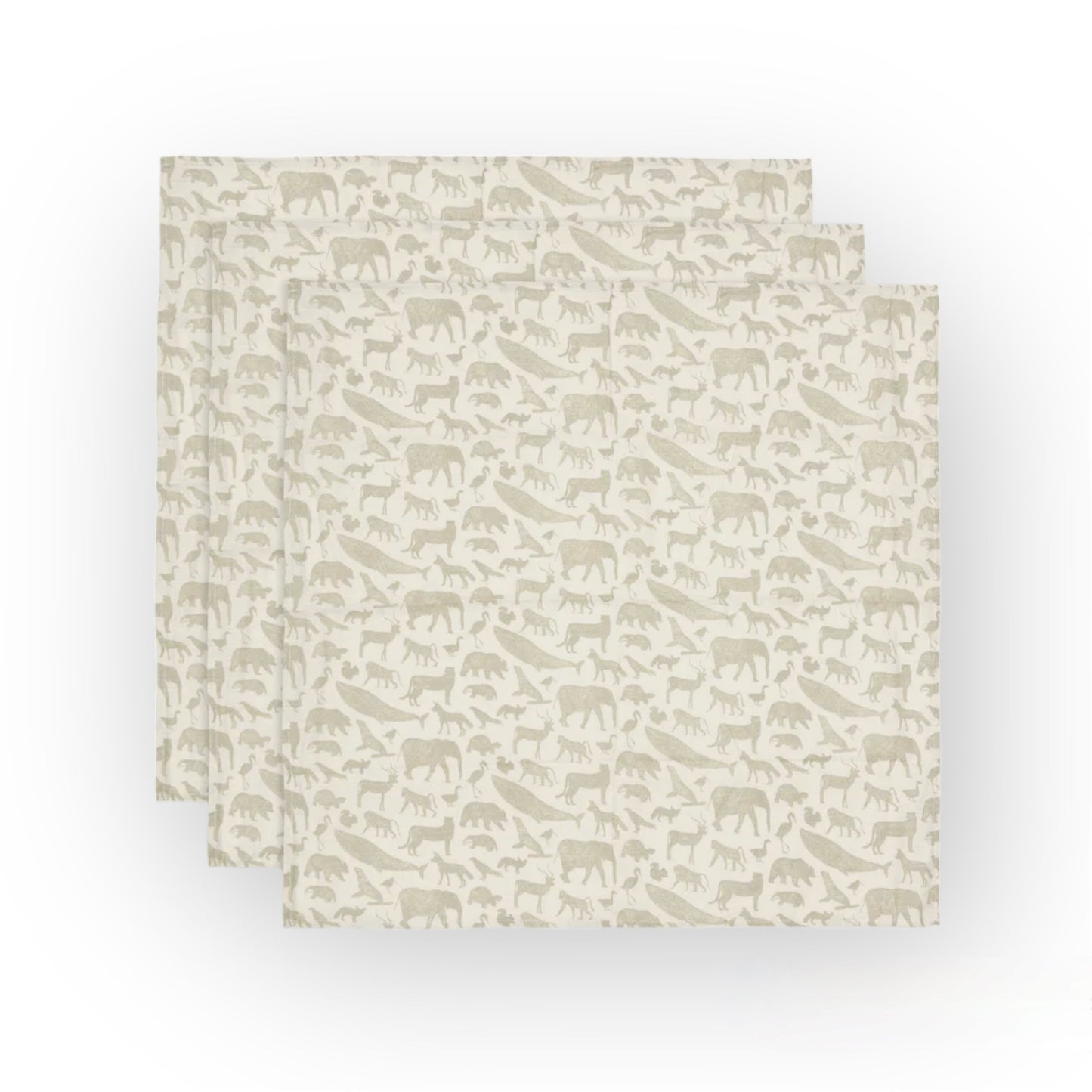 Langes gaze de coton | 70cm | Animals Olive Green