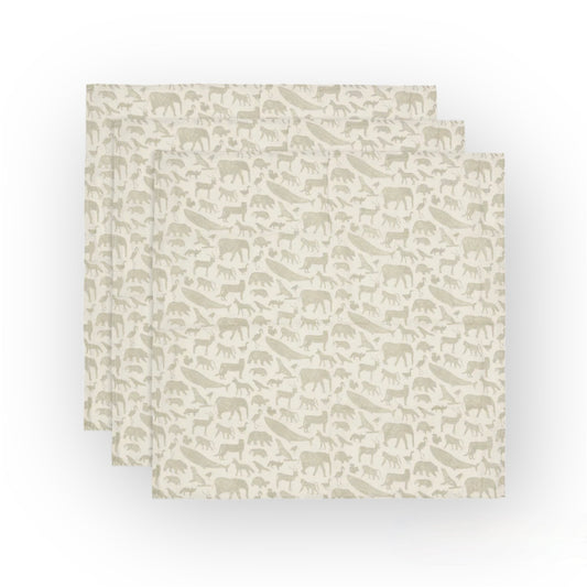 Langes gaze de coton | 70cm | Animals Olive Green