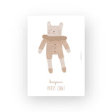 Carte Bonjour petit chat | Doudou beige