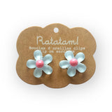 Boucles d'oreilles à clip | Fleurs bleues