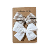Barrettes noeud | Vichy et blanc