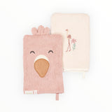 Lot de 2 gants de toilette | Flamant rose