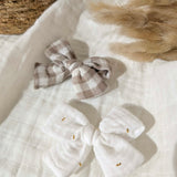 Barrettes noeud | Vichy et blanc