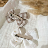 Barrettes noeud | Vichy et blanc