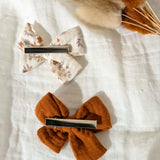 Barrettes noeud | Fleurs terracotta