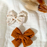 Barrettes noeud | Fleurs terracotta